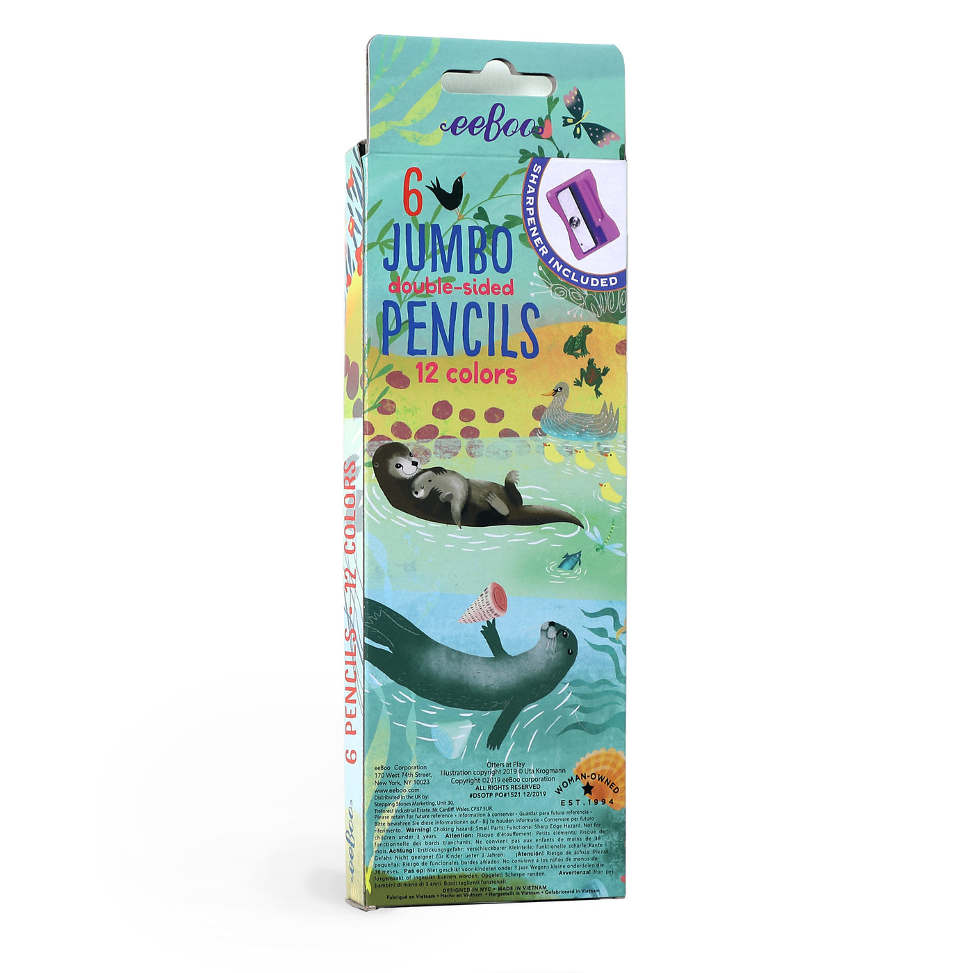eeBoo 6 Jumbo Double Sided Pencils - Otters