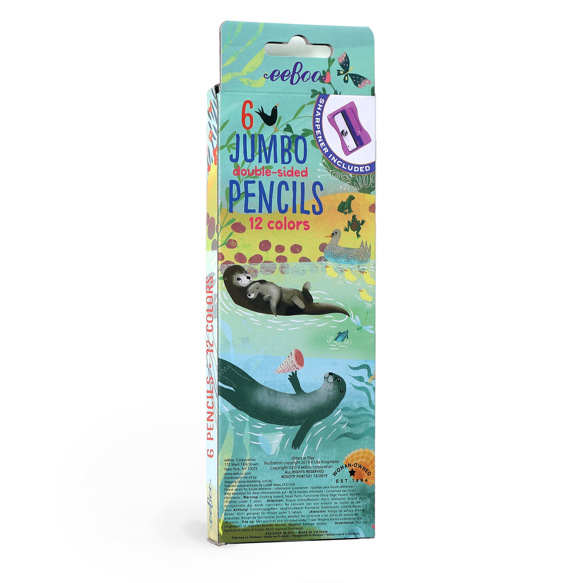 eeBoo 6 Jumbo Double Sided Pencils - Otters