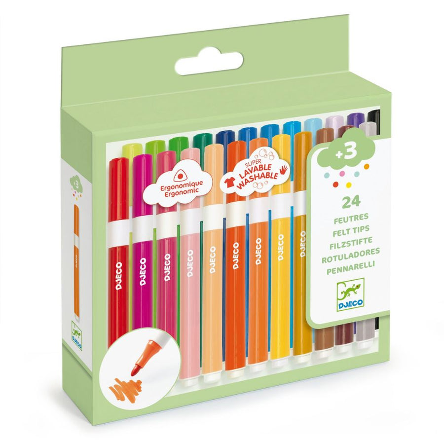 Djeco 24 Markers - Super Washable DJ00967