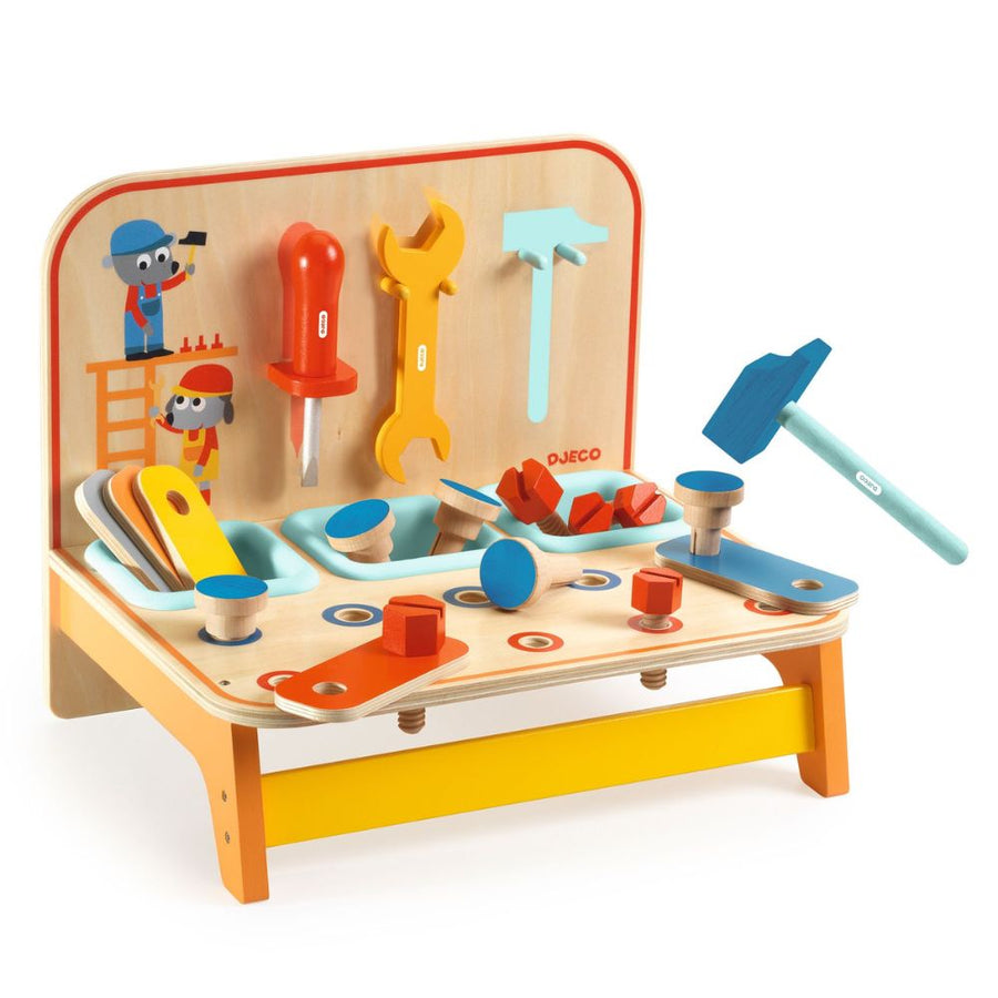 Djeco Bricotoo Wooden Workbench With Tools - Gifts For 3 Year Olds +
