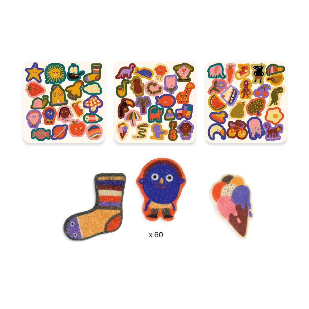 Djeco Kids Felt Stickers - The Silly Ones, DJ00951