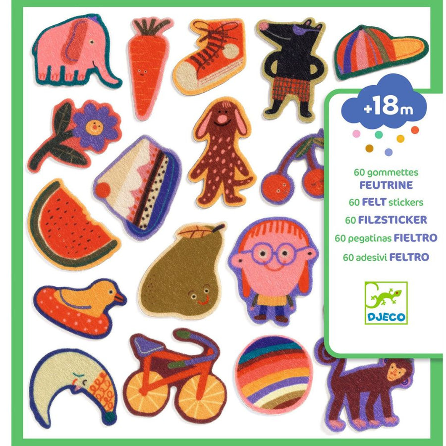 Djeco Kids Felt Stickers - The Silly Ones, DJ00951