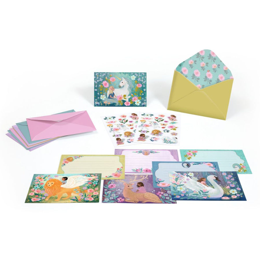 Djeco Lovely Paper - 8 Invitations & Stickers - Fantasy Creatures DD03494