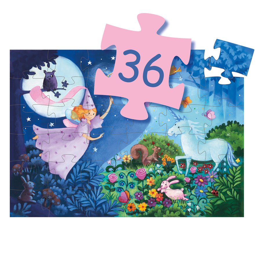Djeco Silhouette Puzzle Fairy & Unicorn
