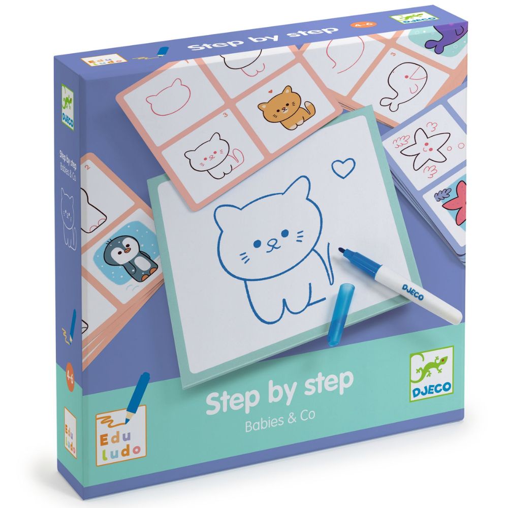 Djeco Step By Step Babies &amp; Co - Learn To Draw Baby Animals DJ08246