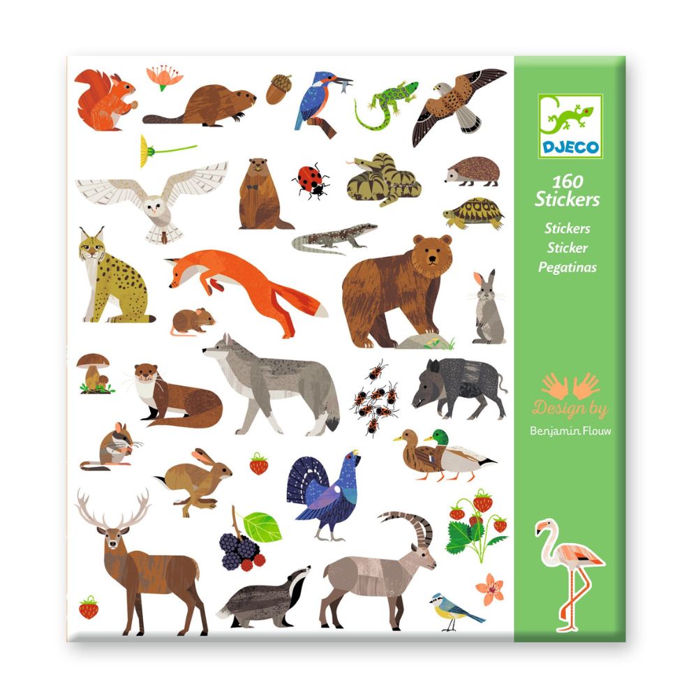 Djeco Stickers - Fauna, 160 stickers