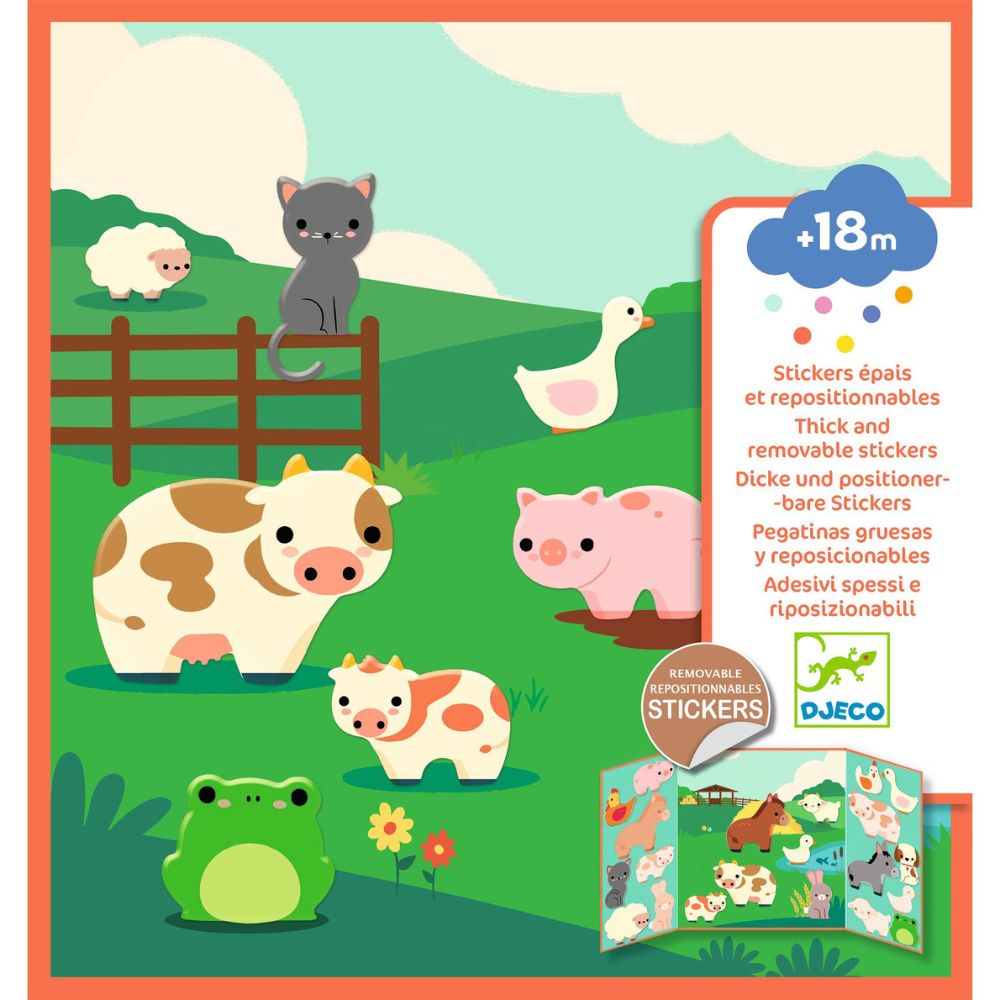 Djeco Thick and Easy Reusable Sticker scene for Little Ones - Farm DJ00099