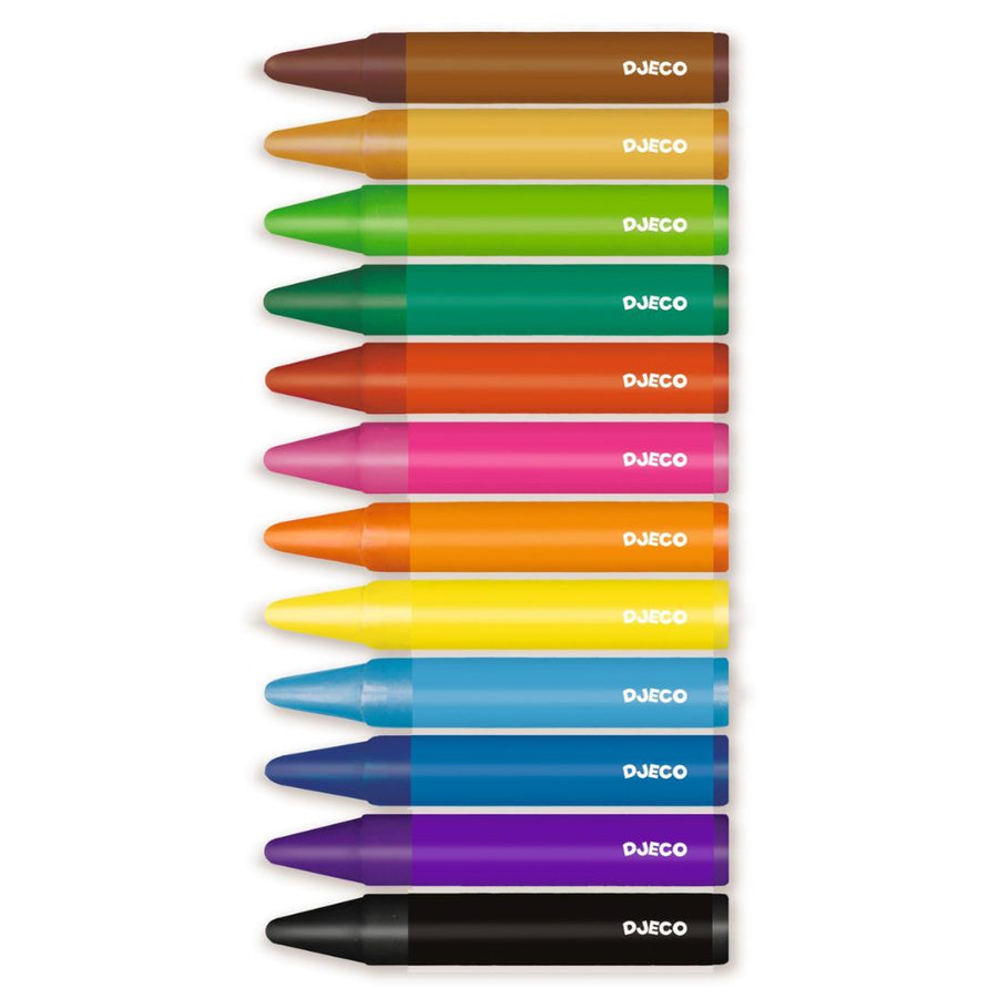 Djeco 12 Jumbo Wax Crayons 18mths + DJ00969