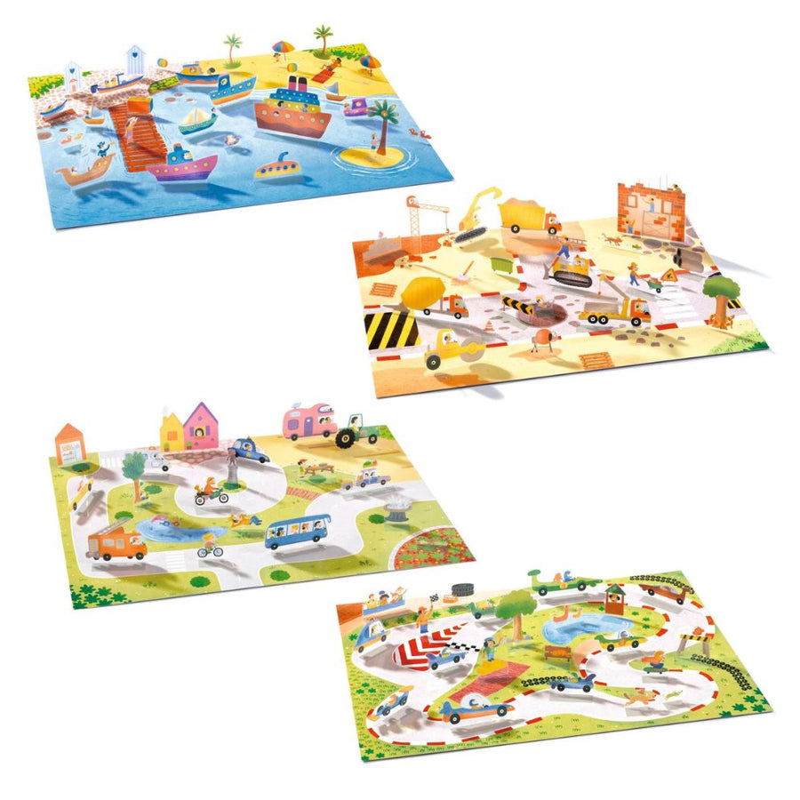 Djeco Sticker 3D Scenes To Make - Vehicles DJ00043