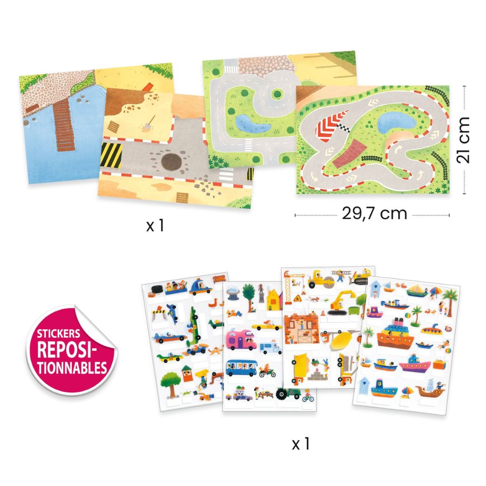 Djeco Sticker 3D Vehicle Scenes To Make - Gifts For 5 Year Old Boy