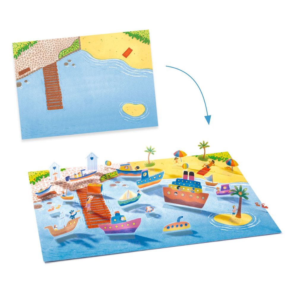 Djeco Sticker 3D Vehicle Scenes To Make - Gifts For 5 Year Old Boy