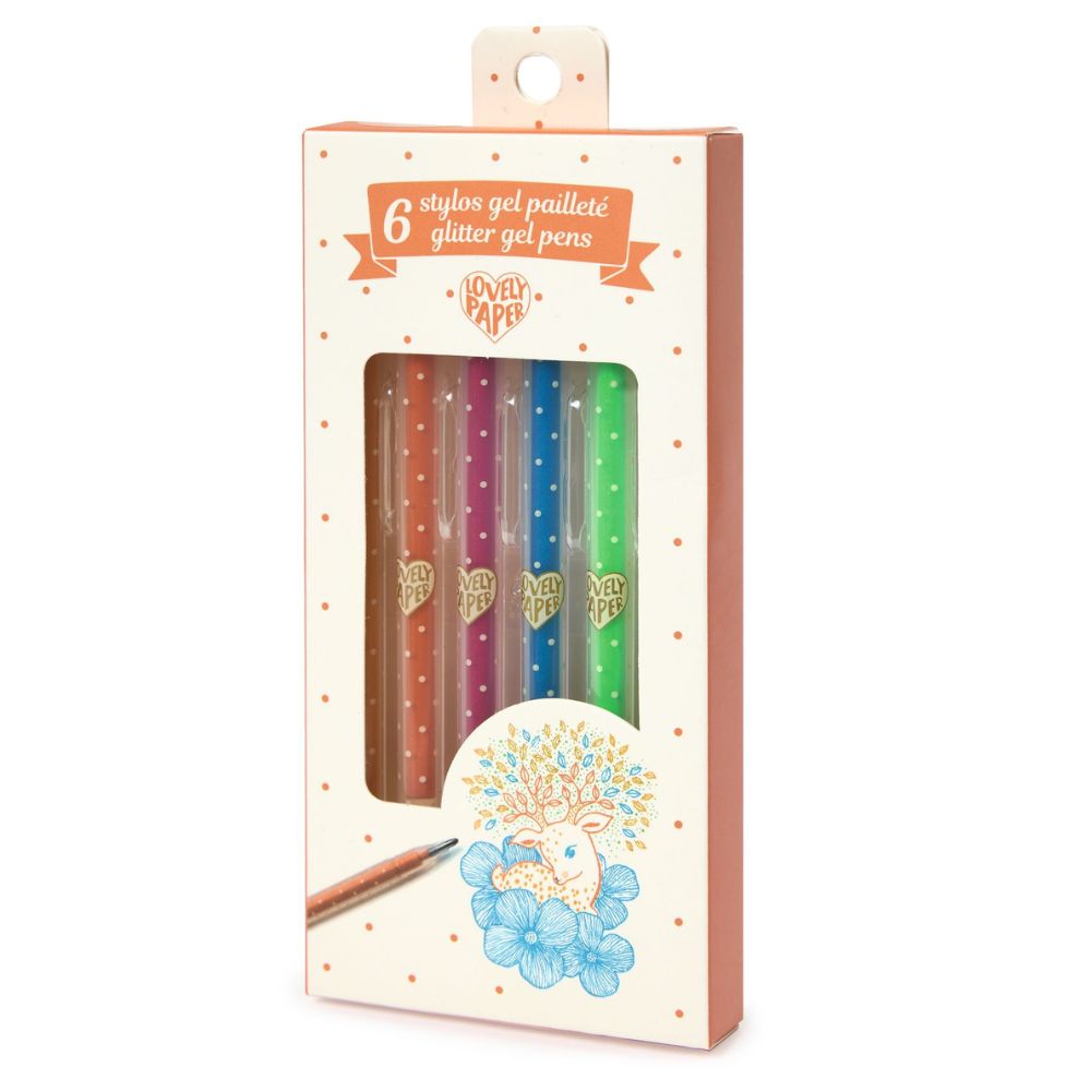 6 Glitter Gel Pens DD03755