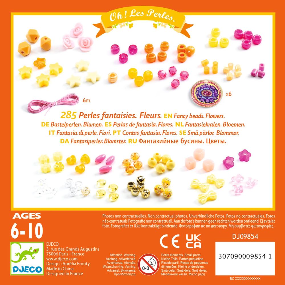 Djeco Fancy Threading Beads - Flowers DJ09854