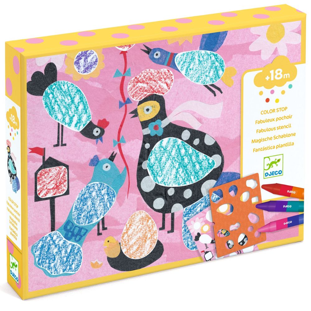 Djeco Colour Stop Fabulous Stencils Birdie & Co - DJ08993