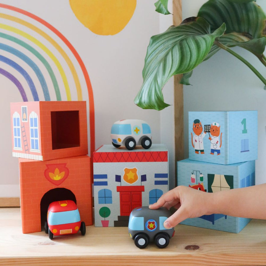 Stacking Blocks with cars and vehicles