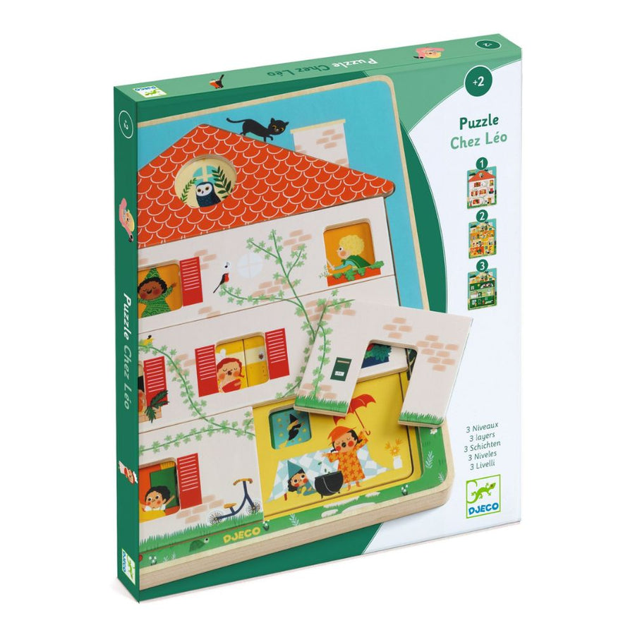 Djeco Wooden Puzzles - Chez Leo Layered Puzzle DJ01489