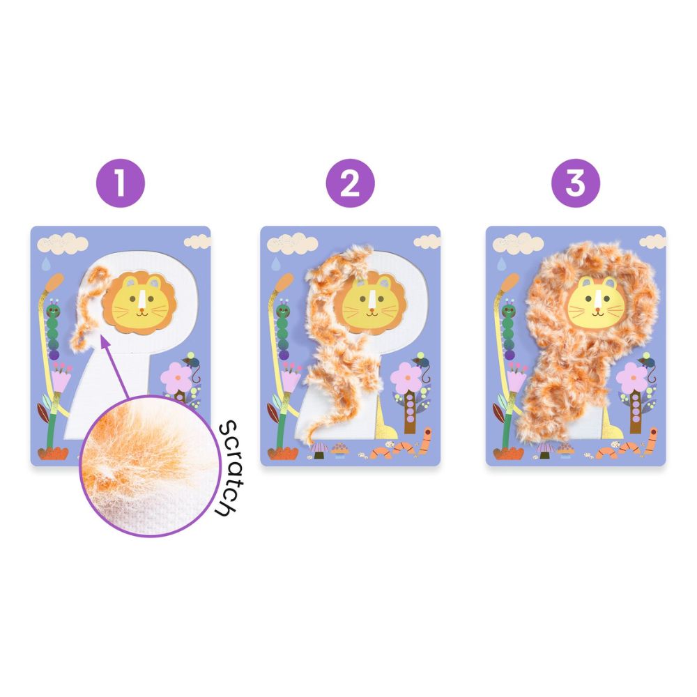 Djeco Collages Wool &amp; Velcro - Fluffy Friends DJ09128