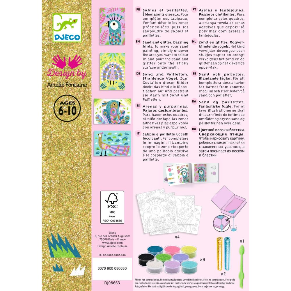 Djeco Sand and Glitter Dazzling Birds