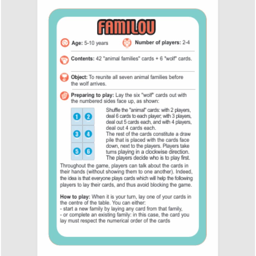 Djeco Playing Cards - Familou DJ05103