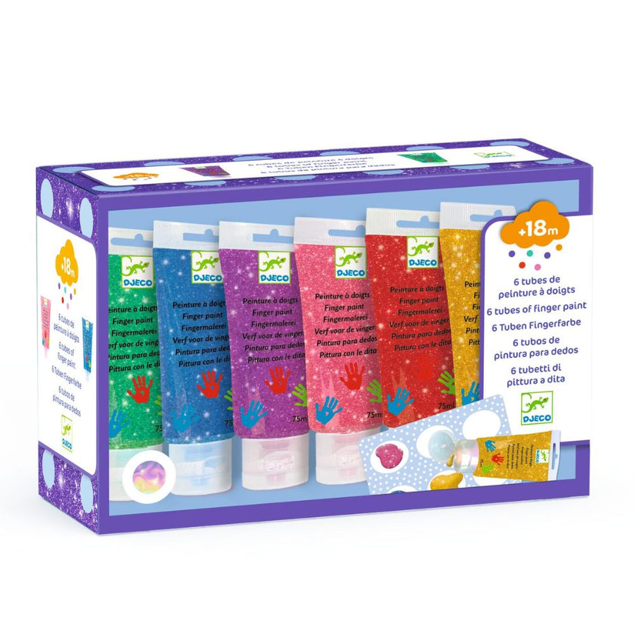 Djeco Finger Painting 6 Tubes - Glitter
