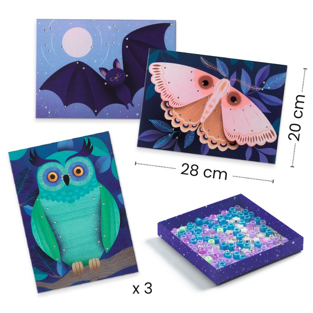 Djeco Threading Beads and Pipe Cleaners, Light Up The Night