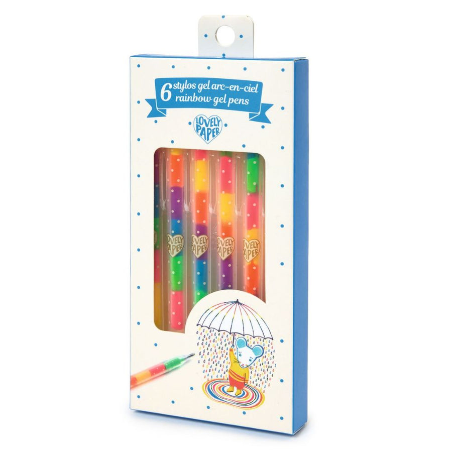 Djeco Lovely Paper - 6 Rainbow Gel Pens