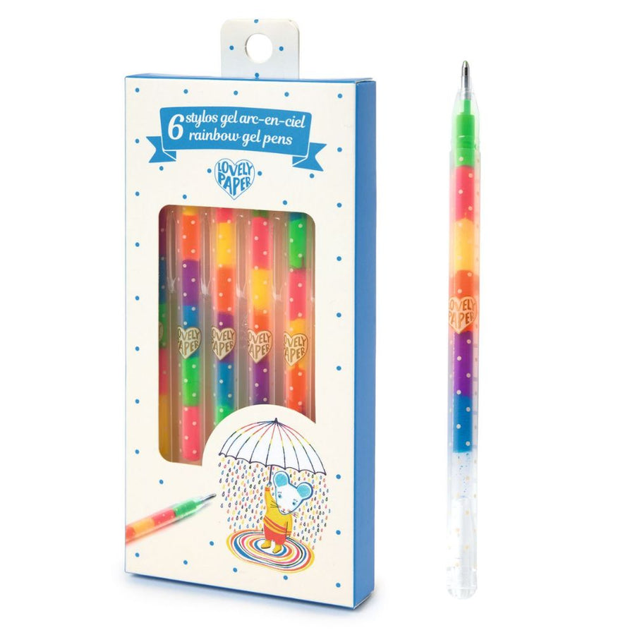 Djeco Lovely Paper - 6 Rainbow Gel Pens