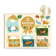 Djeco Lovely Paper - 8 Invitations and Stickers - Jungle Animals DD03491