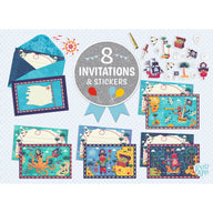 Pirate Party Invitationsfor children with stickers to decorate