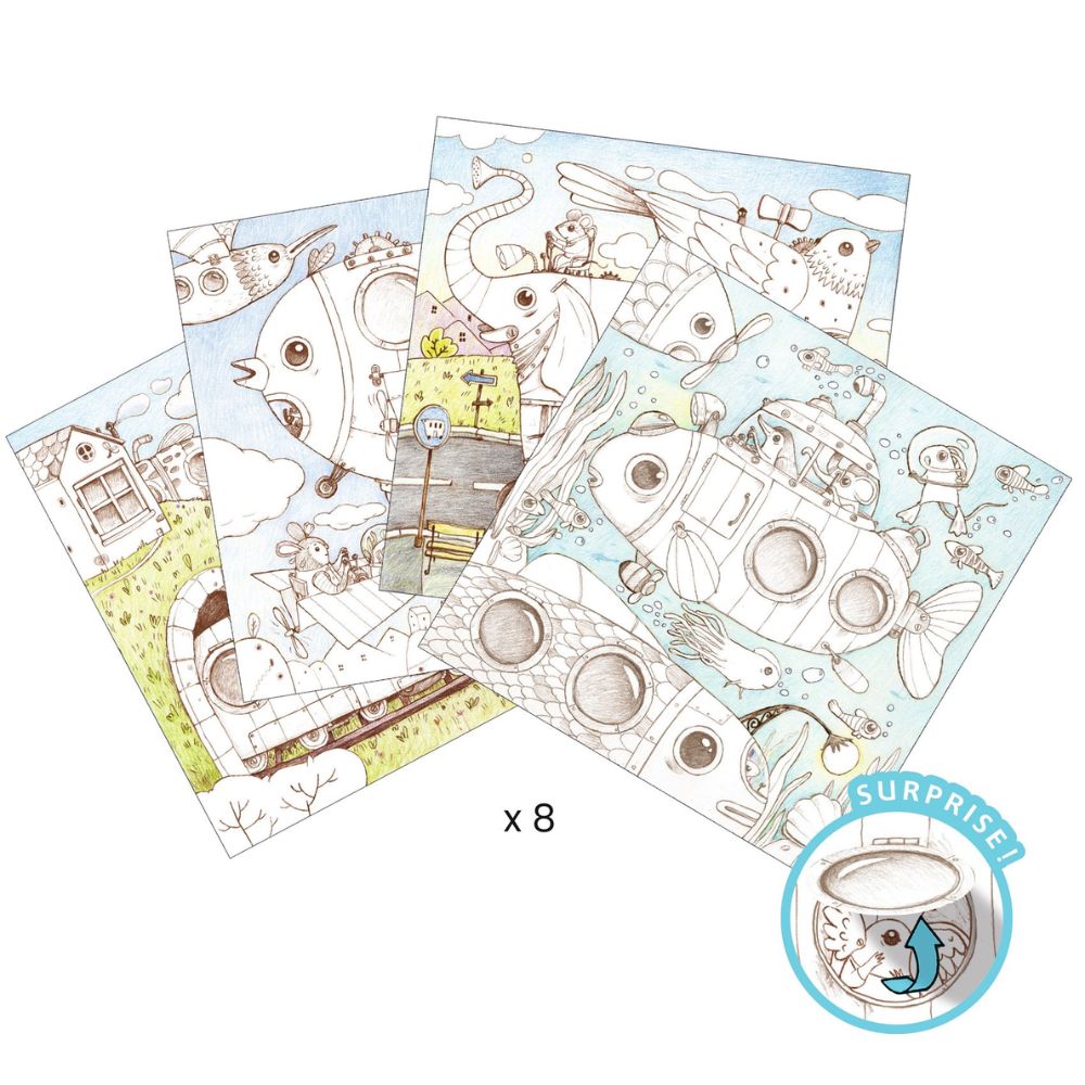 Djeco Little Doors Colouring Sheets - Malo's Trip