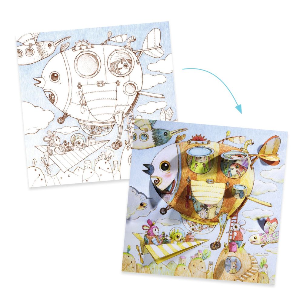Djeco Little Doors Colouring Sheets - Malo's Trip