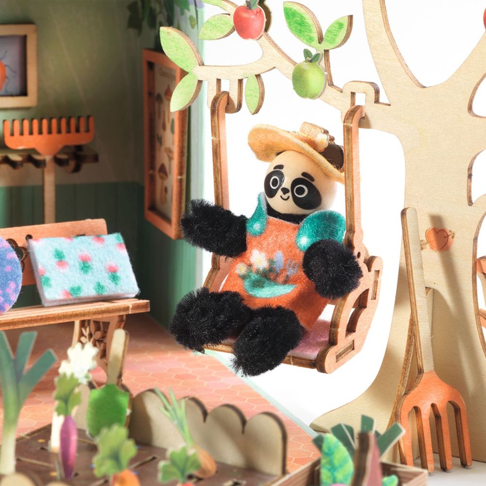 Djeco Mi House Olive, Make Your Own Mini House with Figurines