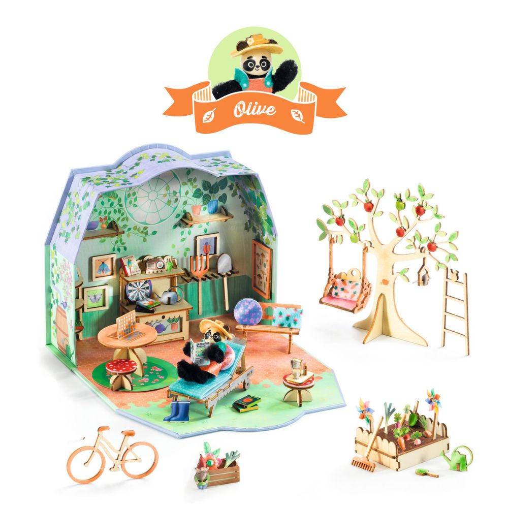 Djeco Mi House - Olive, Make Your Own Mini House with Figurines DJ08032