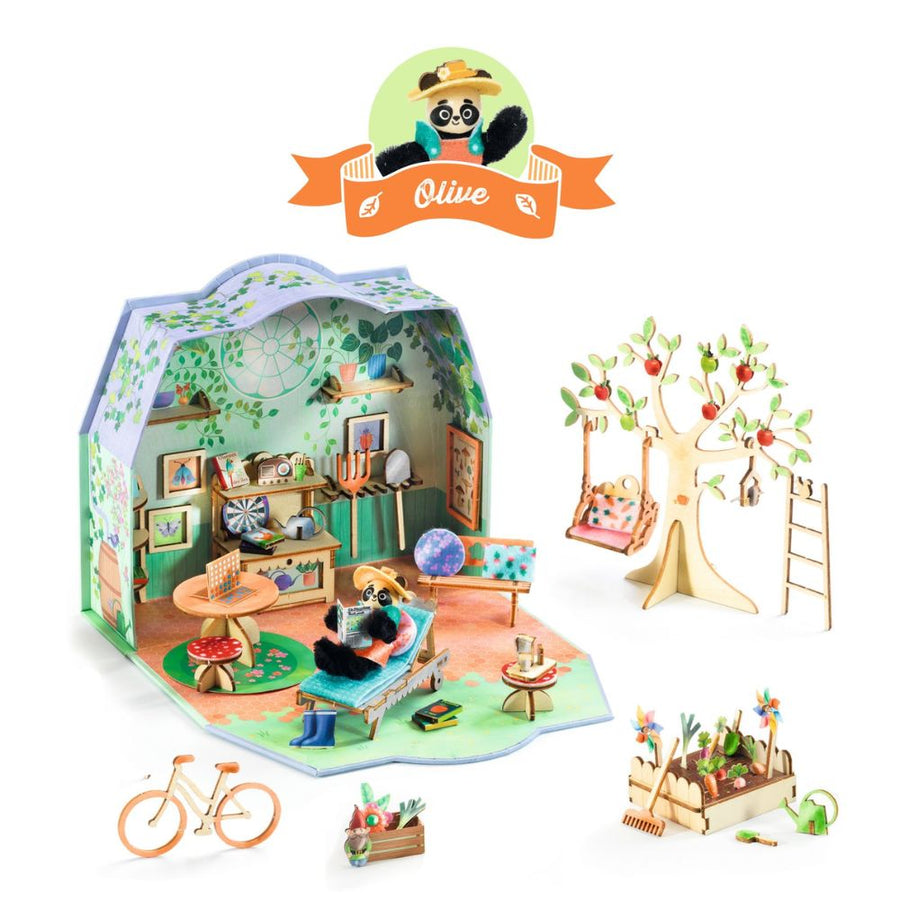 Djeco Mi House - Olive, Make Your Own Mini House with Figurines DJ08032