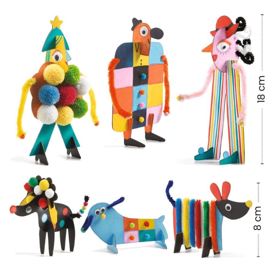 Djeco Multi Activity Kit - Creative Punch Out Boxes - 6 Big Buddies & Doggies DJ00956