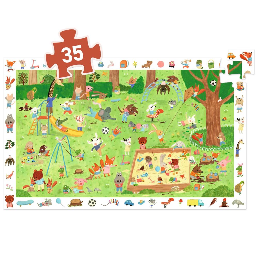 Djeco Observation Childrens Jigsaw Puzzle, Little Friends Garden