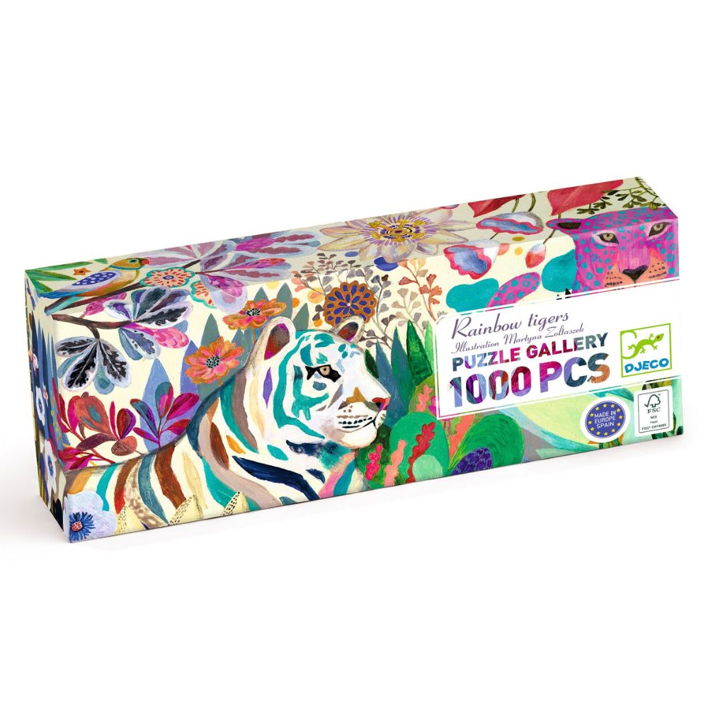 Djeco Gallery 1000 Piece Jigsaw Puzzle, Rainbow Tigers