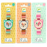 Djeco Role Play Toys - My Little Wooden Cat Watch
