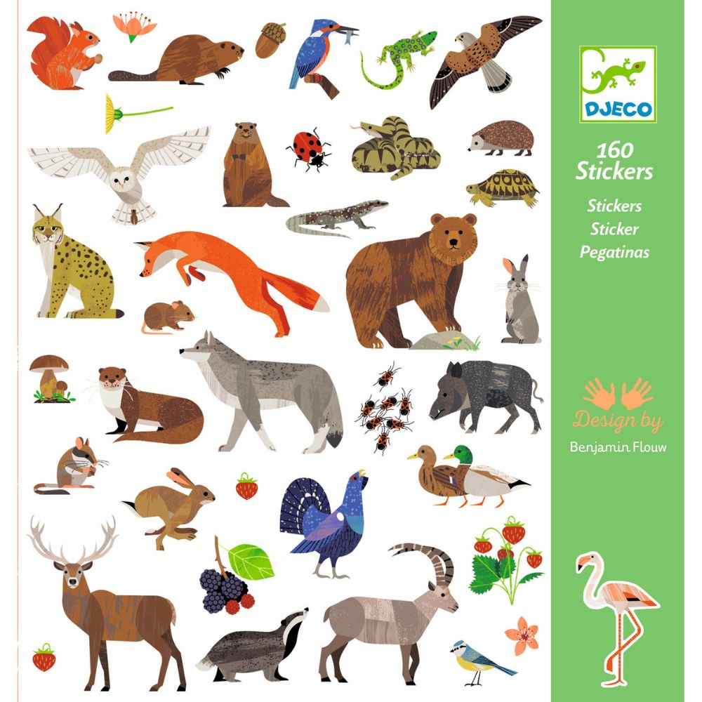 Djeco Stickers - Fauna, 160 stickers