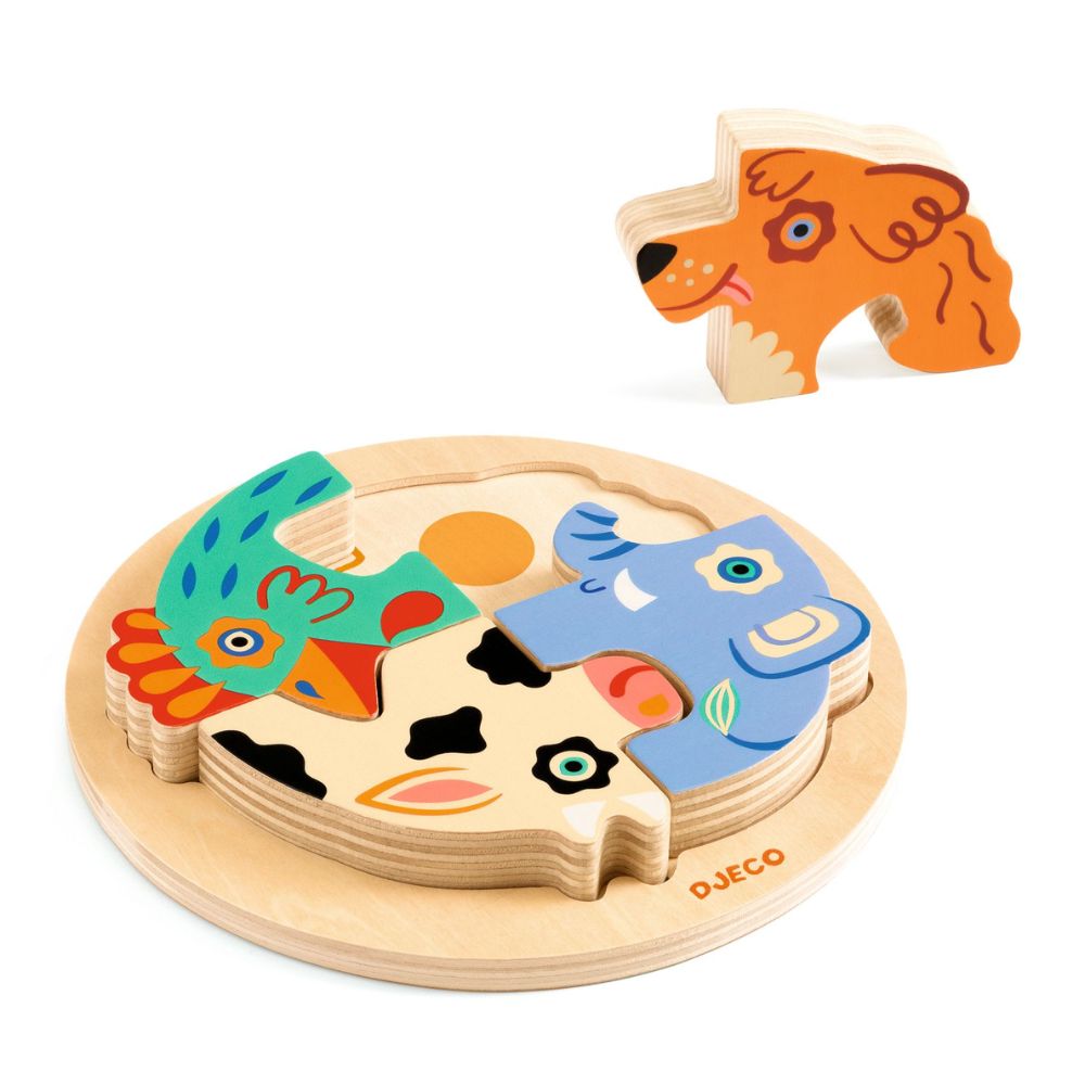 Djeco Wooden Puzzles - Round Dog DJ01105