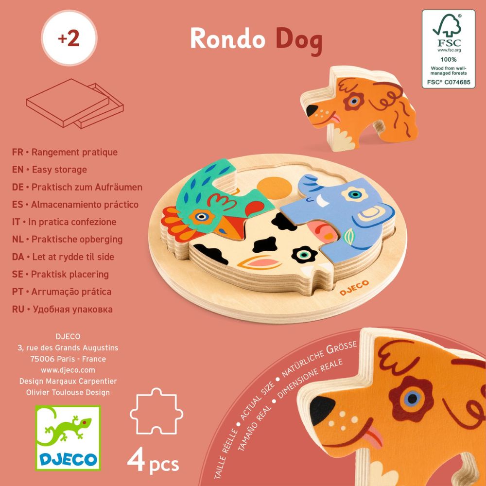 Djeco Wooden Puzzles - Round Dog DJ01105