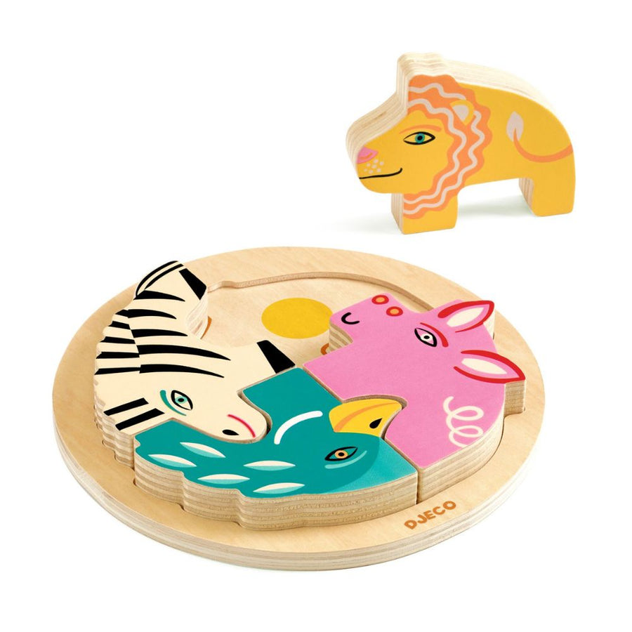 Djeco Wooden Puzzles - Round Lion DJ01107