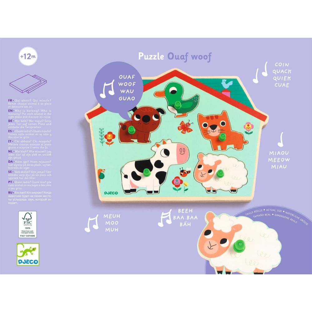 Djeco Wooden Sound Puzzles - Ouaf Woof DJ01707