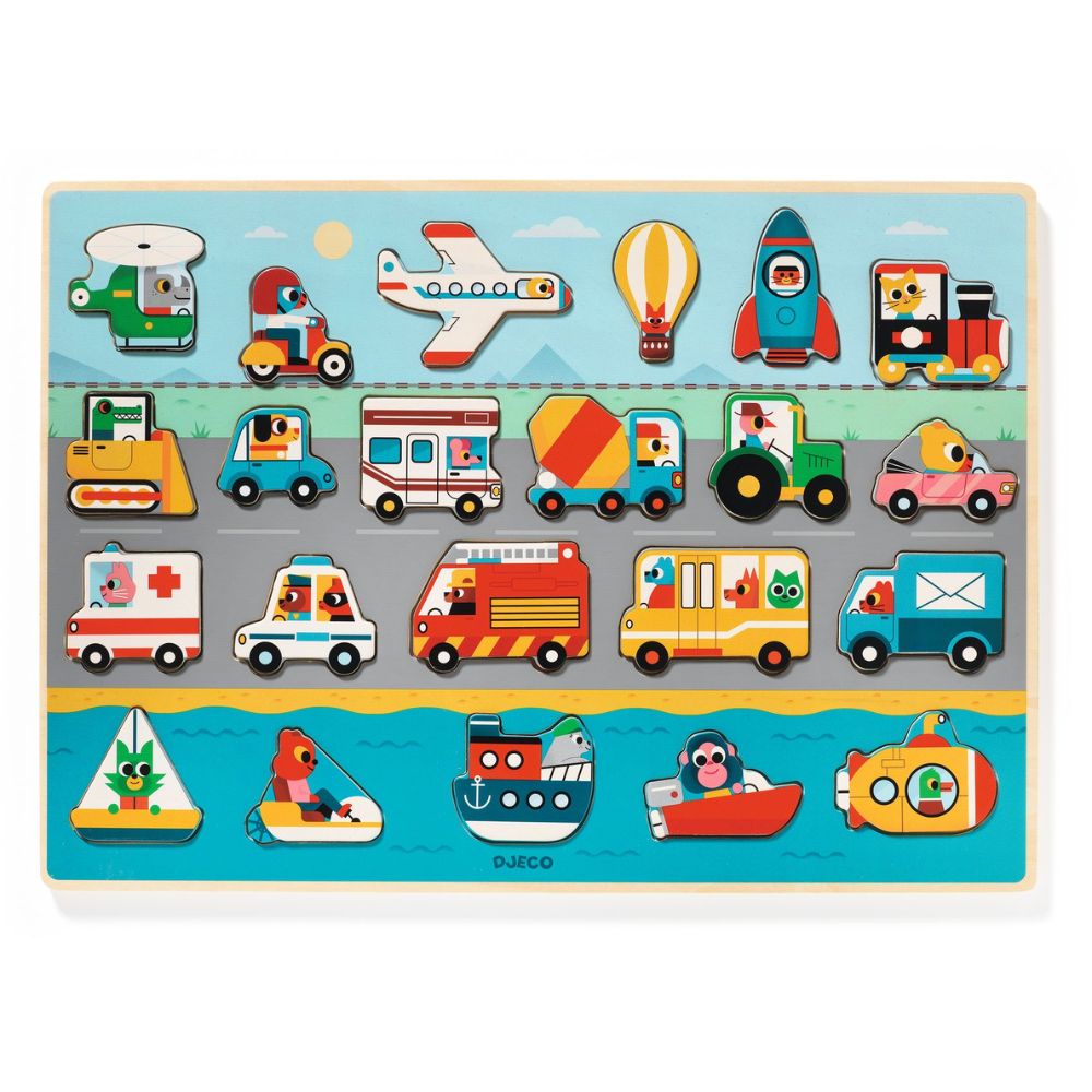 Djeco Wooden Puzzles - Puzzlo Vroom DJ01831