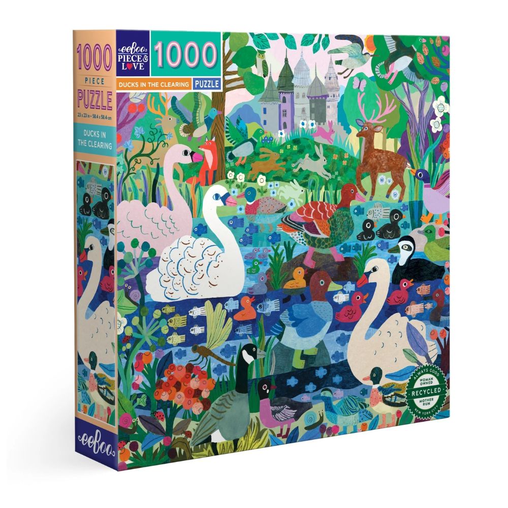 eeBoo 1000 Piece Jigsaw Puzzle - Ducks In The Clearing - Wonky