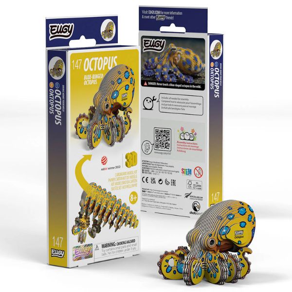 EUGY Blue Ringed Octopus - Kids Cardboard Craft Kit