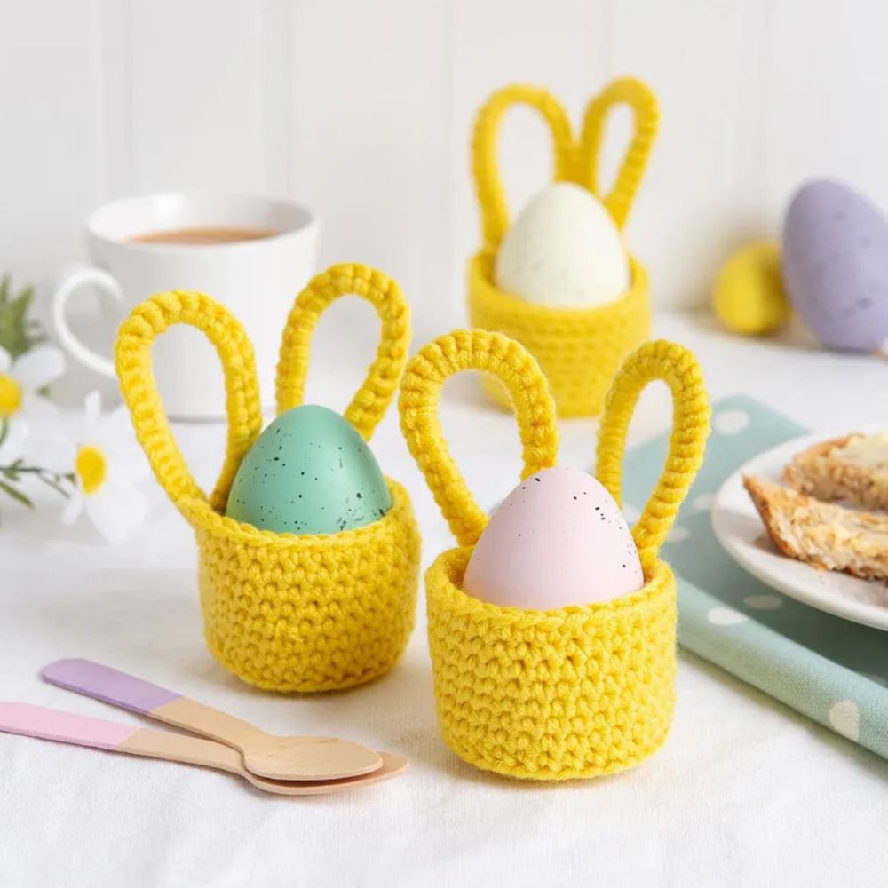 Easy Crochet Kit - Make Trio Of Easter Bunny Egg Cups