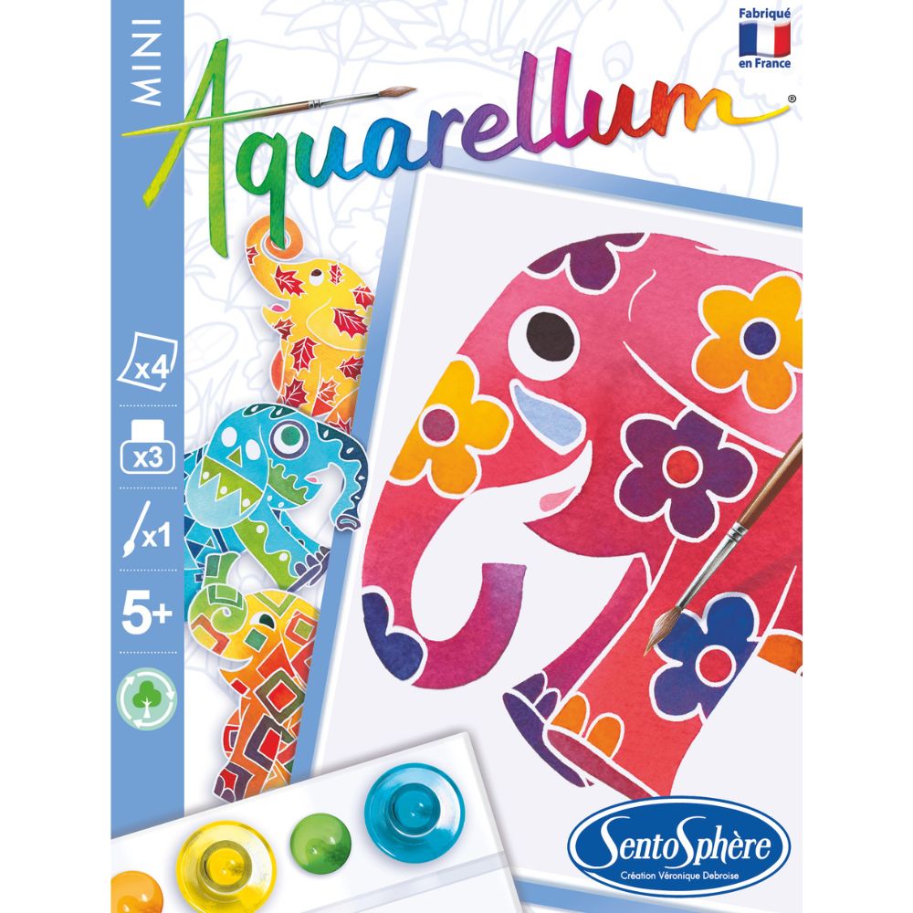 Aquarellum Mini Paint by Numbers - Elephants