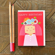 Flower Girl Happy Birthday Card