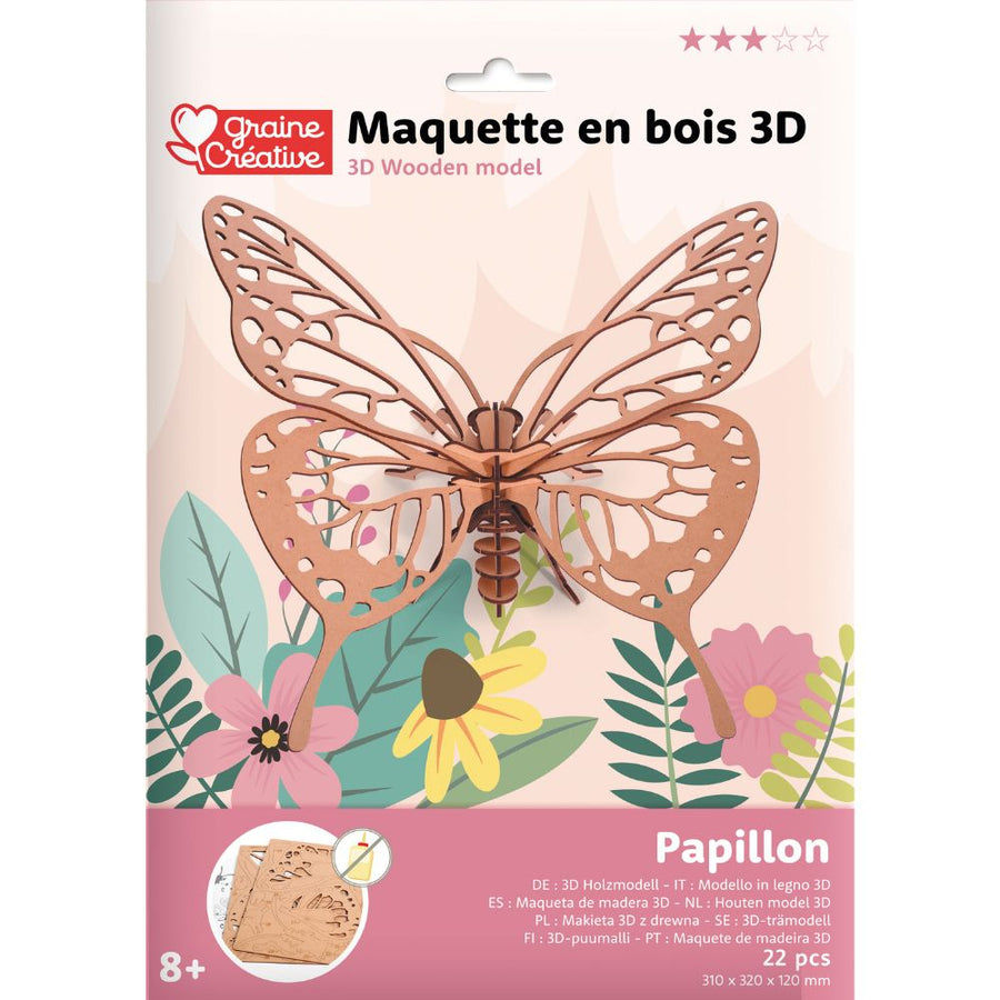 Graine Creative 3D Wooden Model Kit - Butterfly